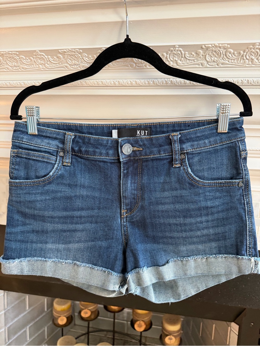 Kut from the Kloth Dark Blue Denim Cuffed Women's Shorts